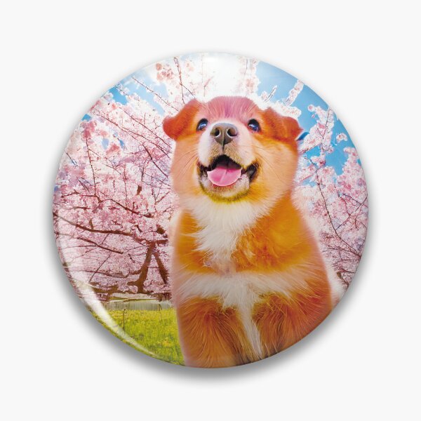 Item preview, Kawaii Puppy in Blooming Cherry Blossoms Spring Park designed and sold by OsakaYumeWorks.