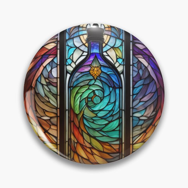 Item preview, Mystical Bottle Stained Glass Window Colorful Mosaic Art designed and sold by UmSkelig834.