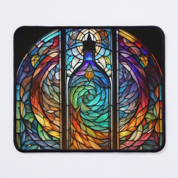 Item preview, Mystical Bottle Stained Glass Window Colorful Mosaic Art designed and sold by UmSkelig834.