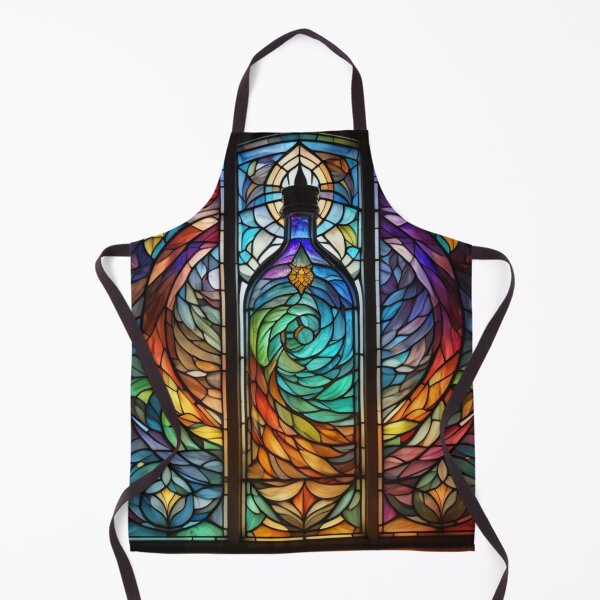 Item preview, Mystical Bottle Stained Glass Window Colorful Mosaic Art designed and sold by UmSkelig834.