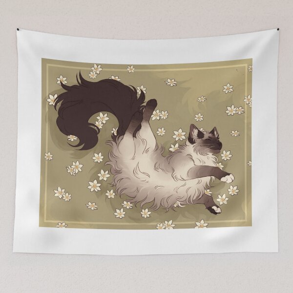 Item preview, Fluffy Longhair Cat Floral Pattern Illustration designed and sold by GloomWood.