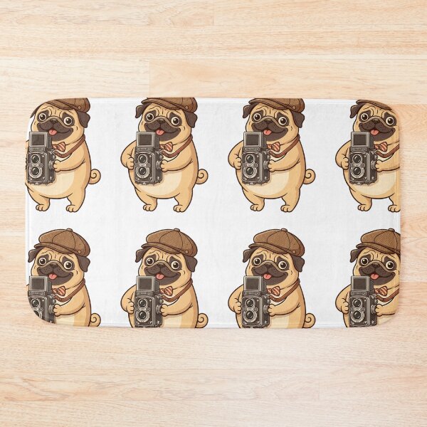 Item preview, Retro Pug Photographer Vintage Camera Newsboy Cap designed and sold by PictoVibe.