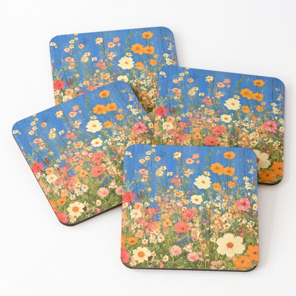 Item preview, Fantasy Floral Garden With Vibrant Blue Wooden Fence  designed and sold by DEC02.