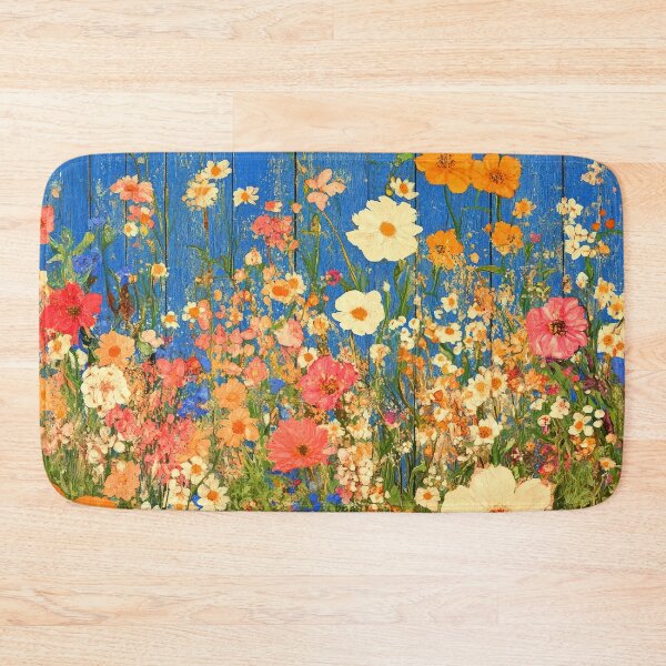 Item preview, Fantasy Floral Garden With Vibrant Blue Wooden Fence  designed and sold by DEC02.