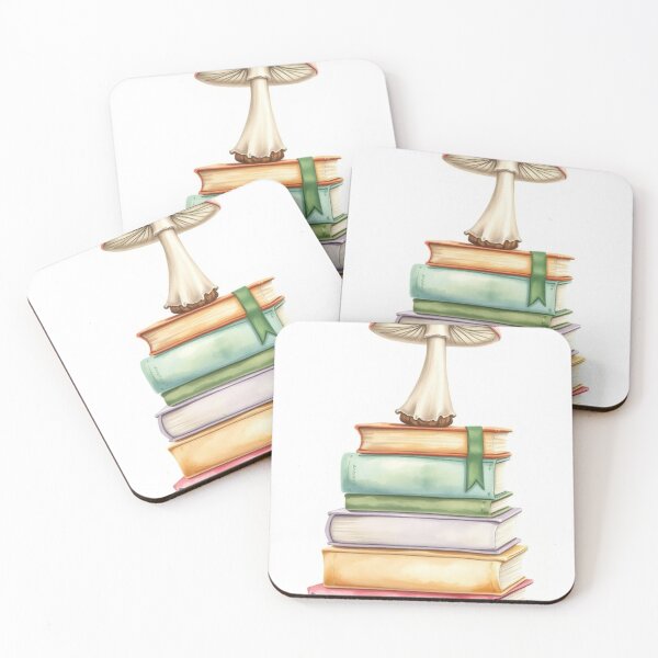 Item preview, Watercolor Mushroom Stacked on Pastel Books designed and sold by Vida e Arte.