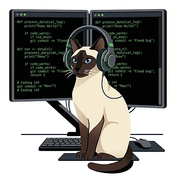 Artwork thumbnail, Siamese Cat Software Developer Programming Code Tech by PictoVibe