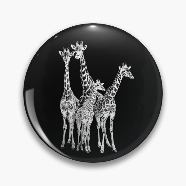 Item preview, Black and White Giraffe Herd Safari Art designed and sold by inkoutninja.