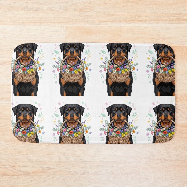 Item preview, Gentle Rottweiler Florist Wildflowers Flower Basket designed and sold by PictoVibe.