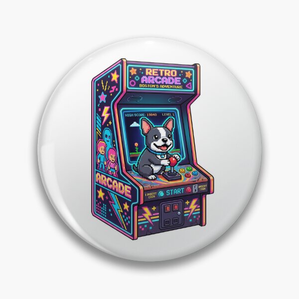 Item preview, Boston Terrier Retro Arcade Gamer 80s Neon Machine designed and sold by PictoVibe.