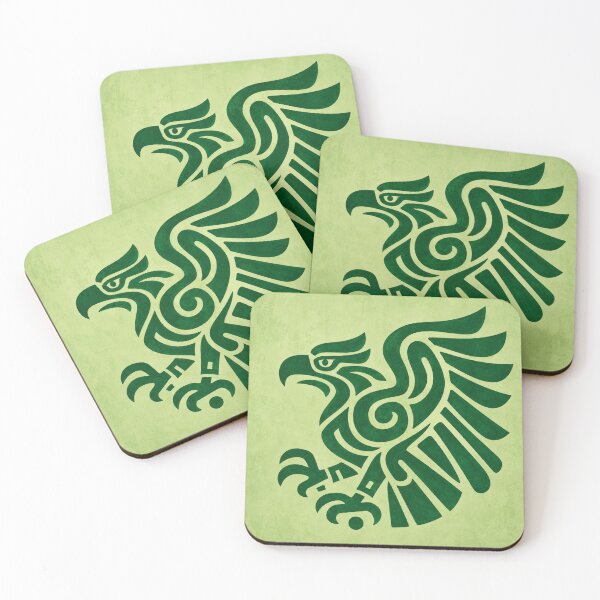 Item preview, Abstract Mexican Eagle Emblem in Deep Green on Light Green Background designed and sold by optimusprime39.
