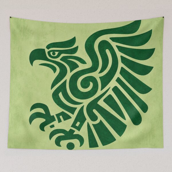 Item preview, Abstract Mexican Eagle Emblem in Deep Green on Light Green Background designed and sold by optimusprime39.