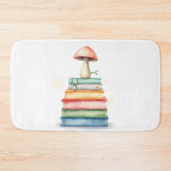 Item preview, Watercolor Mushroom on Pastel Stacked Books designed and sold by Vida e Arte.