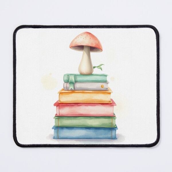 Item preview, Watercolor Mushroom on Pastel Stacked Books designed and sold by Vida e Arte.