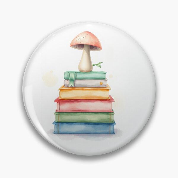 Item preview, Watercolor Mushroom on Pastel Stacked Books designed and sold by Vida e Arte.