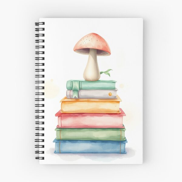 Item preview, Watercolor Mushroom on Pastel Stacked Books designed and sold by Vida e Arte.
