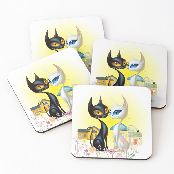 Item preview, Black and White Cats in Love Illustration designed and sold by A touch of creativity.