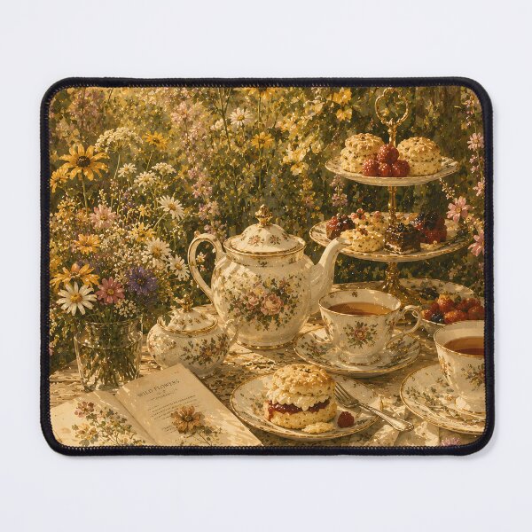 Item preview, Cottagecore Garden Tea Time Impasto Oil Painting designed and sold by ChubbyGoong.