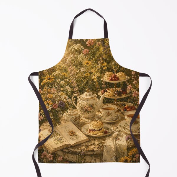 Item preview, Cottagecore Garden Tea Time Impasto Oil Painting designed and sold by ChubbyGoong.