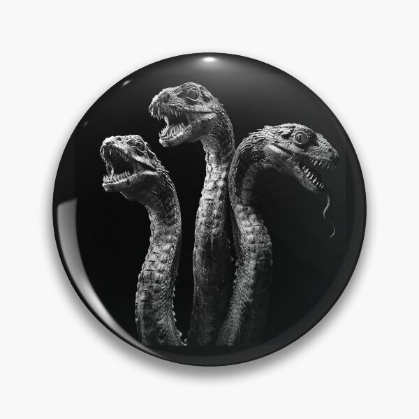 Item preview, Black and White Three Headed Hydra Serpent Art designed and sold by inkoutninja.