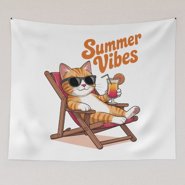 Item preview, Summer Vibes Cat Cute Cat designed and sold by SapfireStuArt.