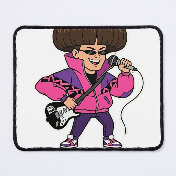 Item preview, Retro 90s Jam Huge Bowl Cut Musician designed and sold by Tel A Pet.
