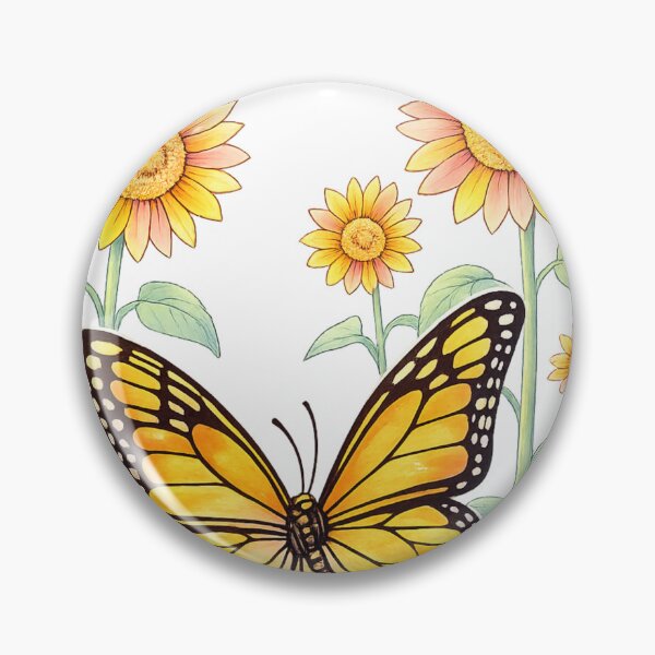 Item preview, Monarch Butterfly Sunflower Art – Watercolor Garden designed and sold by SoftSproutstu.