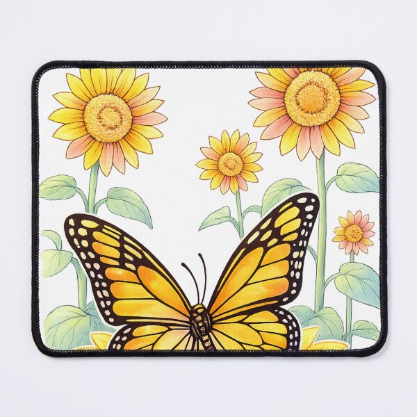 Item preview, Monarch Butterfly Sunflower Art – Watercolor Garden designed and sold by SoftSproutstu.