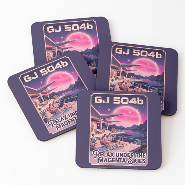 Item preview, GJ 504b Magenta Planet Retro NASA Travel Poster designed and sold by RetroRewind Studio.