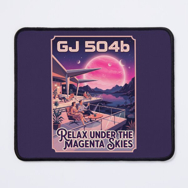 Item preview, GJ 504b Magenta Planet Retro NASA Travel Poster designed and sold by RetroRewind Studio.