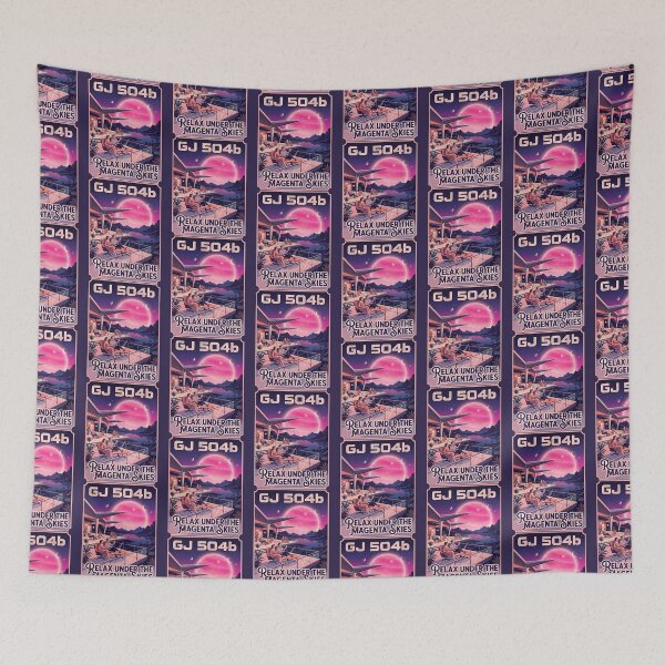 Item preview, GJ 504b Magenta Planet Retro NASA Travel Poster designed and sold by RetroRewind Studio.