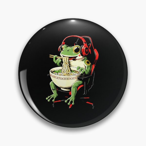Item preview, Funny Gamer Frog Eating Ramen While Streaming Anime Style designed and sold by MiALopezArt.