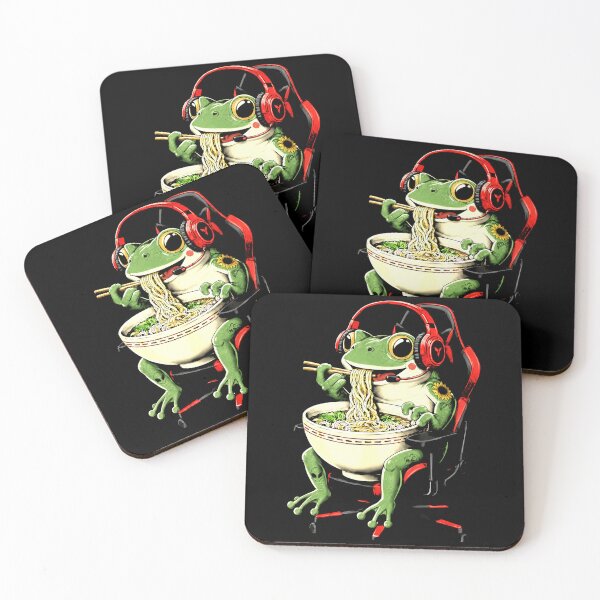 Item preview, Funny Gamer Frog Eating Ramen While Streaming Anime Style designed and sold by MiALopezArt.