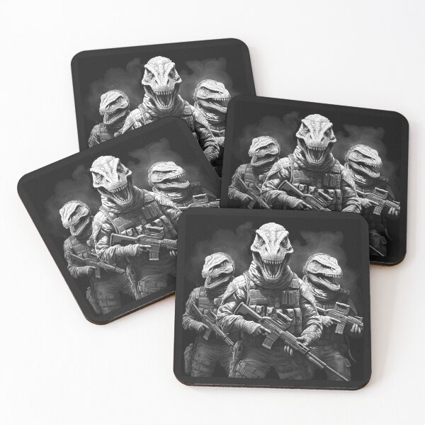 Item preview, Black and White Tactical Raptor Squad Art designed and sold by inkoutninja.