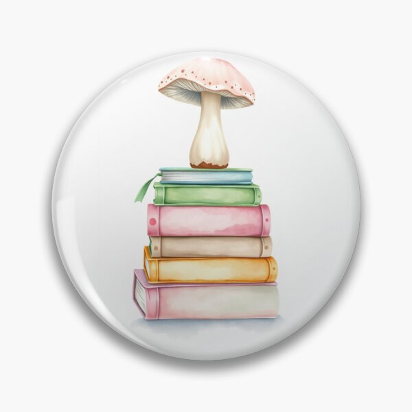 Item preview, Watercolor Pink Mushroom on Stacked Books designed and sold by Vida e Arte.
