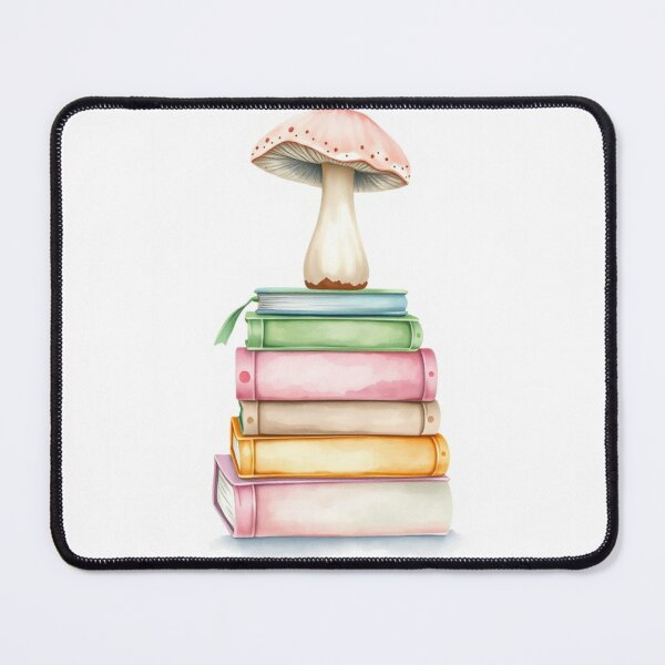 Item preview, Watercolor Pink Mushroom on Stacked Books designed and sold by Vida e Arte.