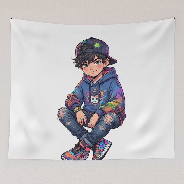 Item preview, Cute Streetwear Boy Attitude – Anime Cartoon Urban Kid 8K PNG Stylish Hoodie Art designed and sold by krishna-artdesigns.