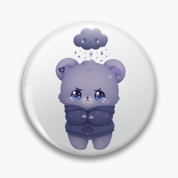 Item preview, Stormcloud the Moody Rain Bear – Kawaii Sticker designed and sold by GiggleGlyphsX.