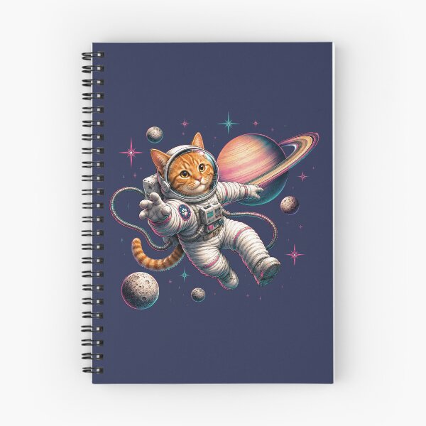 Item preview, Orange Cat Astronaut Spacewalk with Saturn Retro 80s Cosmic Kitty designed and sold by extrisiceye.