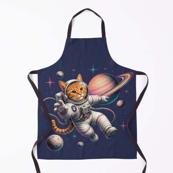 Item preview, Orange Cat Astronaut Spacewalk with Saturn Retro 80s Cosmic Kitty designed and sold by extrisiceye.