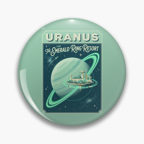 Item preview, Uranus Rings Retro NASA Travel Poster Emerald Resort designed and sold by RetroRewind Studio.