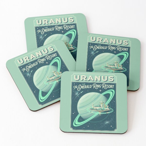 Item preview, Uranus Rings Retro NASA Travel Poster Emerald Resort designed and sold by RetroRewind Studio.