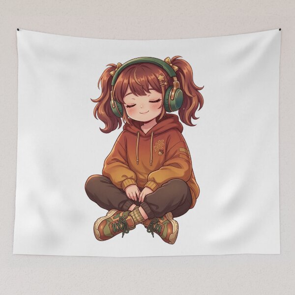 Item preview, Kawaii Anime Girl Headphones – Cute Cozy Hoodie Pastel Aesthetic 8K PNG Chill Vibe Art designed and sold by krishna-artdesigns.