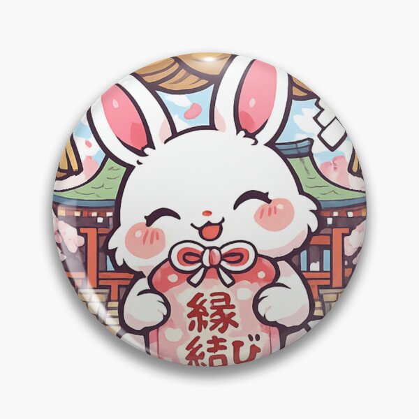 Item preview, Kawaii Matchmaking Rabbit at Japanese Shrine – Enmusubi Lucky Charm Sticker designed and sold by kawaii animal store (in Japan).