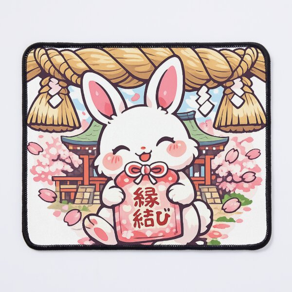 Item preview, Kawaii Matchmaking Rabbit at Japanese Shrine – Enmusubi Lucky Charm Sticker designed and sold by kawaii animal store (in Japan).