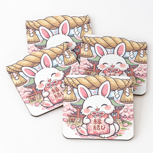 Item preview, Kawaii Matchmaking Rabbit at Japanese Shrine – Enmusubi Lucky Charm Sticker designed and sold by kawaii animal store (in Japan).
