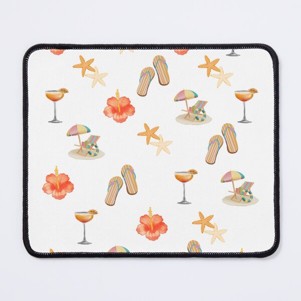 Item preview, Tropical Summer Beach Pattern – Hibiscus, Cocktails & Flip Flops designed and sold by InkByDP.