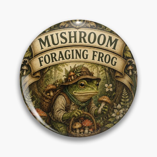 Item preview, Mushroom Foraging Frog Vintage Woodland Cottagecore Frog Sticker designed and sold by MrDev.