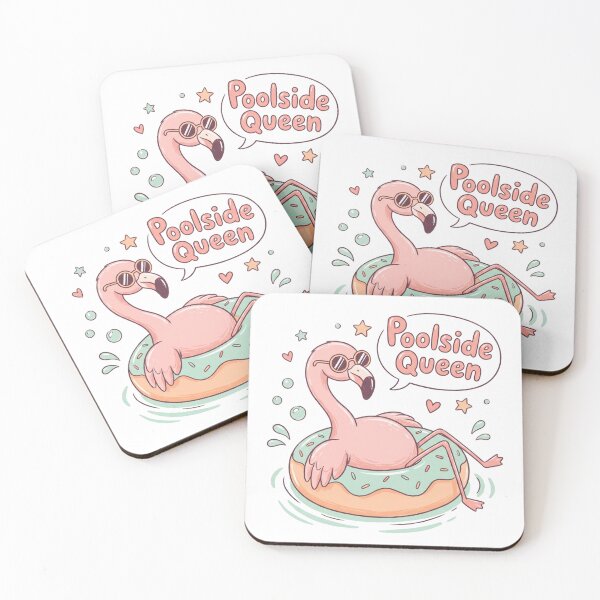 Item preview, Poolside Queen Cute Flamingo Float Illustration designed and sold by Brightberry Studio.