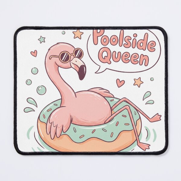 Item preview, Poolside Queen Cute Flamingo Float Illustration designed and sold by Brightberry Studio.