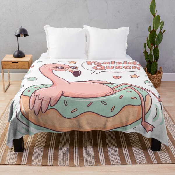 Item preview, Poolside Queen Cute Flamingo Float Illustration designed and sold by Brightberry Studio.